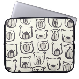 Lovely bear face hand drawn doodles illustration p laptop sleeve
