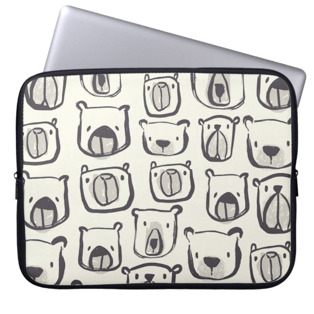 Lovely bear face hand drawn doodles illustration p laptop sleeve (Front)