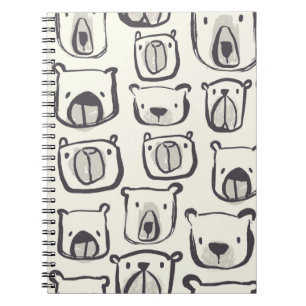 Lovely bear face hand drawn doodles illustration p notebook