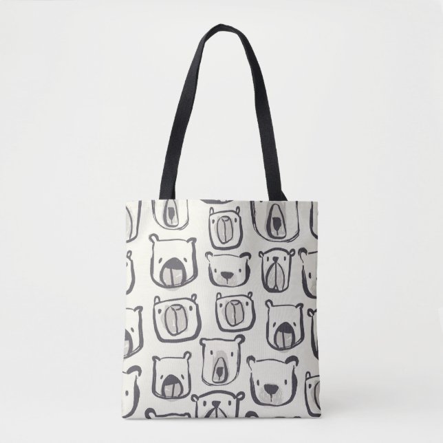 Lovely bear face hand drawn doodles illustration p tote bag (Front)