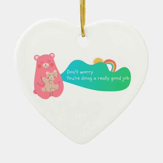 Lovely Bear Family  Ceramic Ornament (Front)