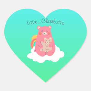 Lovely Bear Family  Heart Sticker