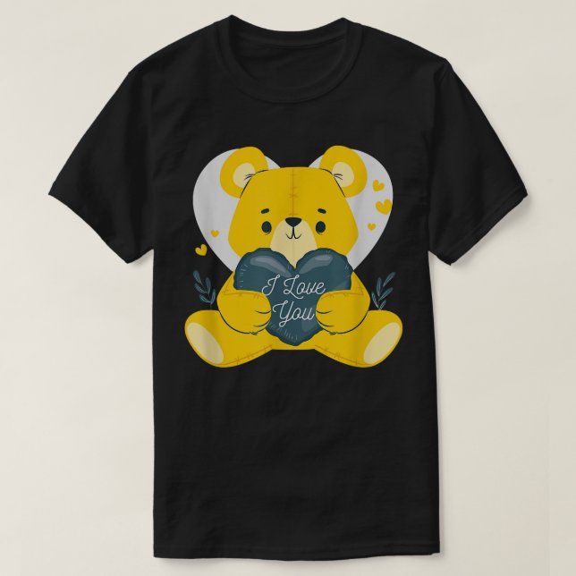 Lovely Bear With Heart I Love You Valentine Gift M T-Shirt (Design Front)