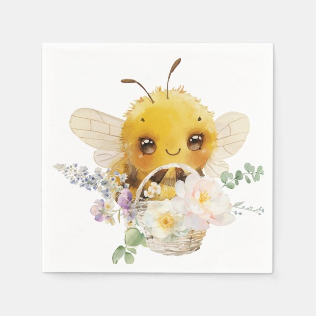 Lovely Bee Cocktail Napkins (Front)