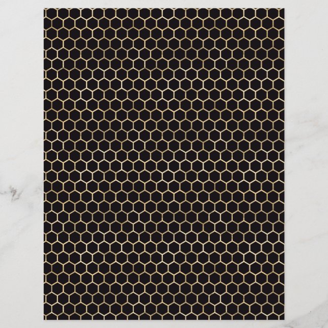 Lovely Bee Gold Honeycomb Scrapbook Paper Sheet (Front)