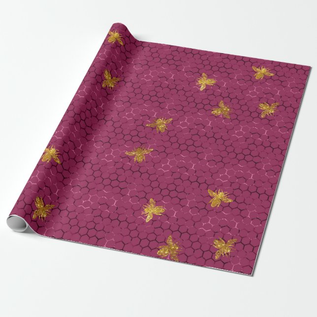 Lovely Bee Series Design 16 Wrapping Paper (Unrolled)
