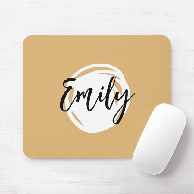 Lovely beige and white Black script monogrammed Mouse Pad (With Mouse)