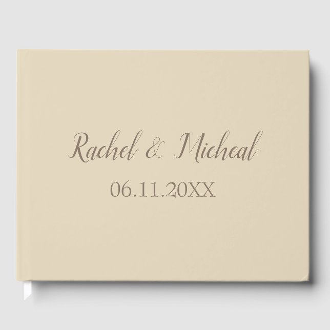 Lovely Beige Wedding Guest Book (Front)