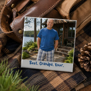 Lovely Best Grandpa Ever Family Photo 15 Cm Square Badge
