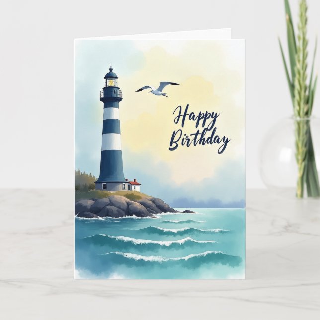 Lovely Birthday Lighthouse Card (Front)
