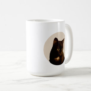 Lovely black cat pet, boho style Two-Tone coffee Mug