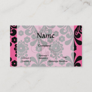 lovely black damask on bright pink chic business card