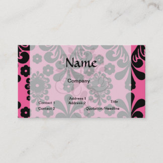lovely black damask on bright pink chic business card