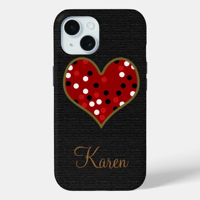 Lovely black/red Dots Heart Case-Mate iPhone Case (Back)