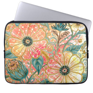 Lovely Blooming Flowers with Colorful Design Laptop Sleeve