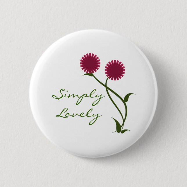 Lovely Blooms Button, Fuchsia 6 Cm Round Badge (Front)