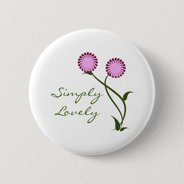Lovely Blooms Button, Lavender 6 Cm Round Badge (Front)