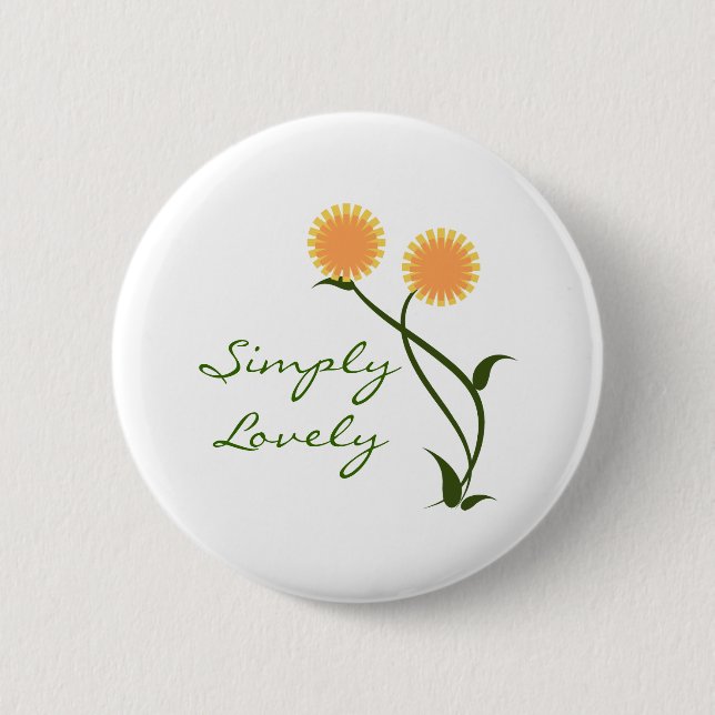 Lovely Blooms Button, Orange 6 Cm Round Badge (Front)