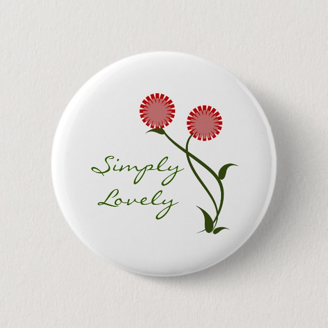 Lovely Blooms Button, Red 6 Cm Round Badge (Front)