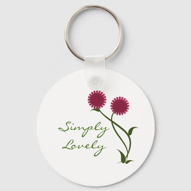 Lovely Blooms Keychain, Fuchsia Key Ring (Front)