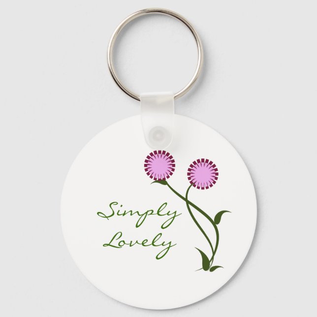 Lovely Blooms Keychain, Lavender Key Ring (Front)