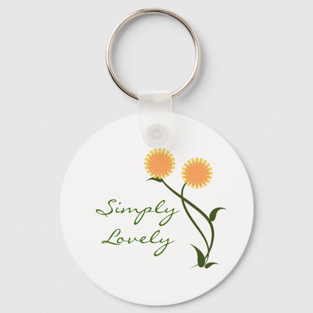 Lovely Blooms Keychain, Orange Key Ring (Front)