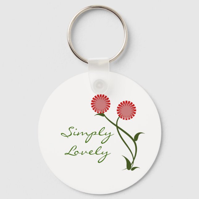 Lovely Blooms Keychain, Red Key Ring (Front)