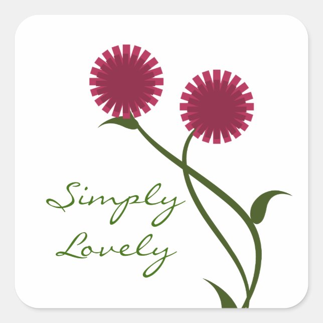 Lovely Blooms Square Stickers, Fuchsia Sticker (Front)