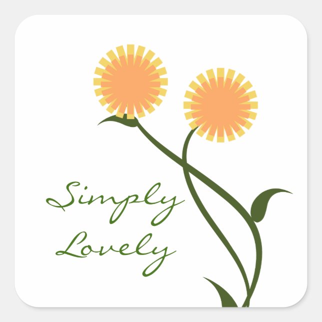 Lovely Blooms Square Stickers, Orange Sticker (Front)