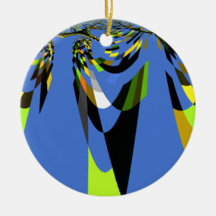 Lovely Blue African Tribal Motif Pattern Art Print Ceramic Ornament