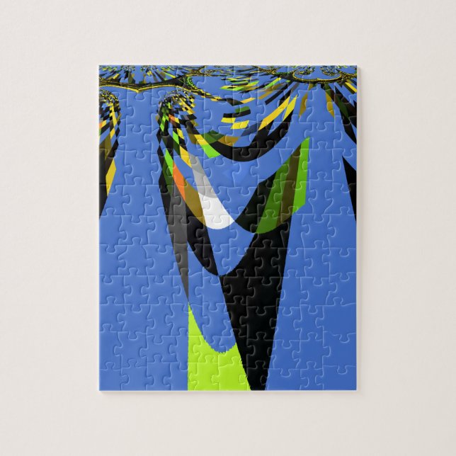 Lovely Blue African Tribal Motif Pattern Art Print Jigsaw Puzzle (Vertical)