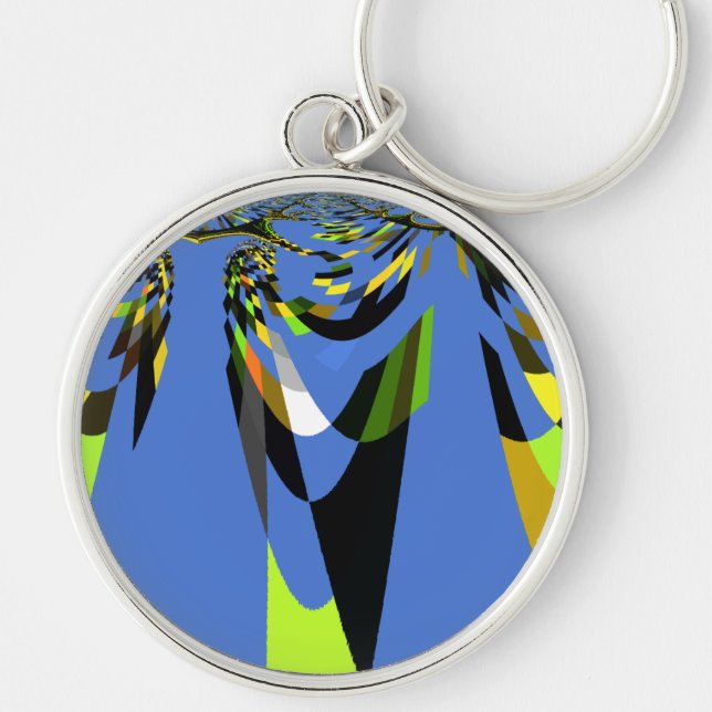 Lovely Blue African Tribal Motif Pattern Art Print Key Ring (Front)