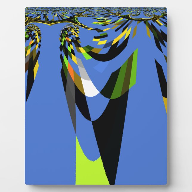 Lovely Blue African Tribal Motif Pattern Art Print Plaque (Front)