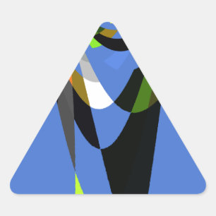 Lovely Blue African Tribal Motif Pattern Art Print Triangle Sticker