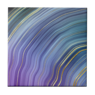 Lovely Blue and gold Geode Style Ceramic Ceramic Tile