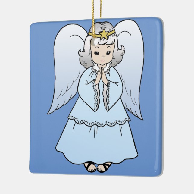Lovely Blue Angel Ceramic Ornament (Left)