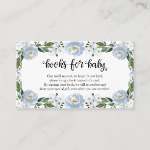 Lovely Blue Floral Baby Shower Books For Baby Enclosure Card