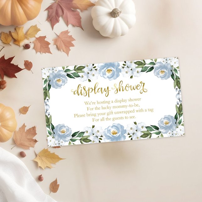 Lovely Blue Floral Baby Shower Display Shower Enclosure Card (Creator Uploaded)