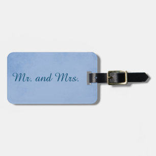Lovely Blue Mr. and Mrs. Parchment Luggage Tag