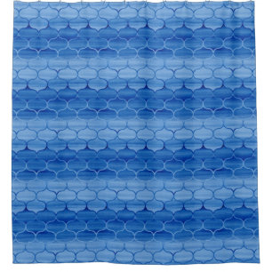 Lovely Blue Painted Ogee Pattern Shower Curtain