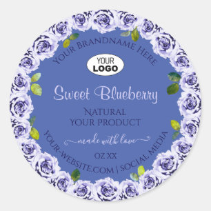 Lovely Blue Product Package Labels Cute Roses Logo