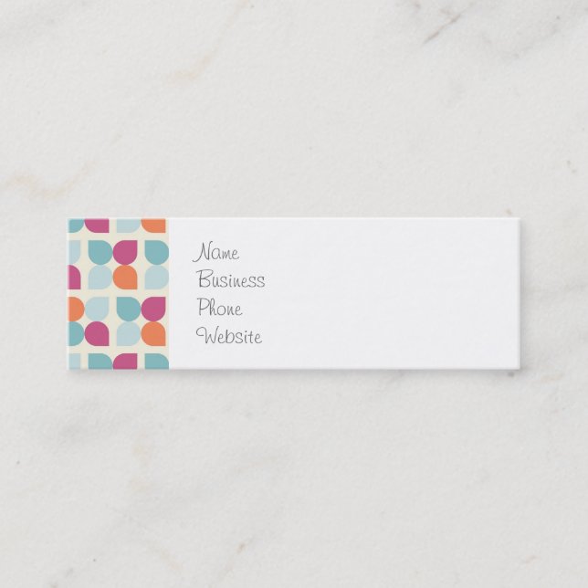 Lovely Blue Purple Peach Orange Leaf Patterns Mini Business Card (Front)