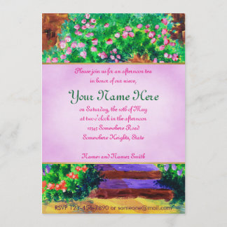 Lovely Blue Wooden Door to Secret Rose Garden Invitation