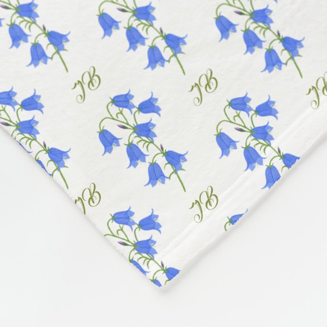Lovely Bluebells Fleece Blanket With Initials (Corner)