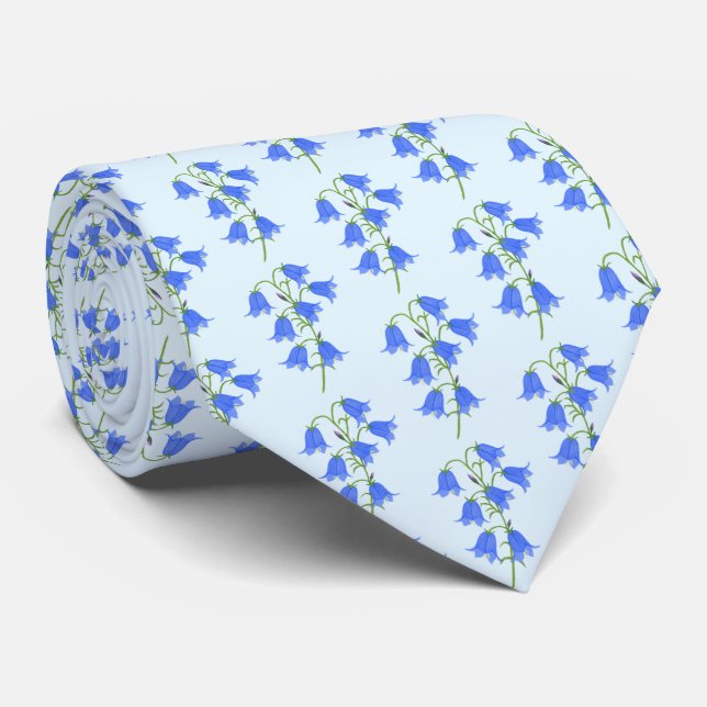 Lovely Bluebells Pale Blue Necktie (Rolled)