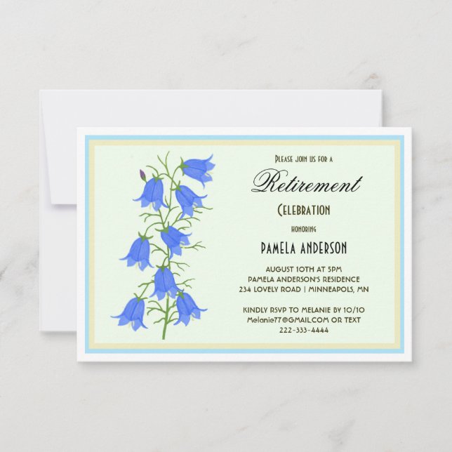 Lovely Bluebells Retirement Invitation Card (Front)