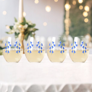 Lovely Bluebells Stemless Wine Glass