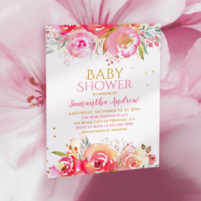 Lovely Blush Floral Delicate Girl Baby Shower Invi Invitation (Creator Uploaded)