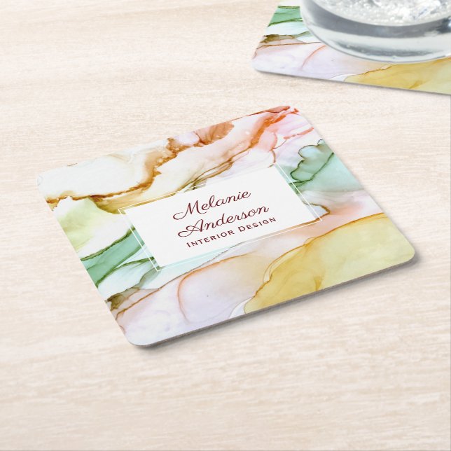 Lovely Blush Pink Earth Tone Named Paper Coaster (Angled)