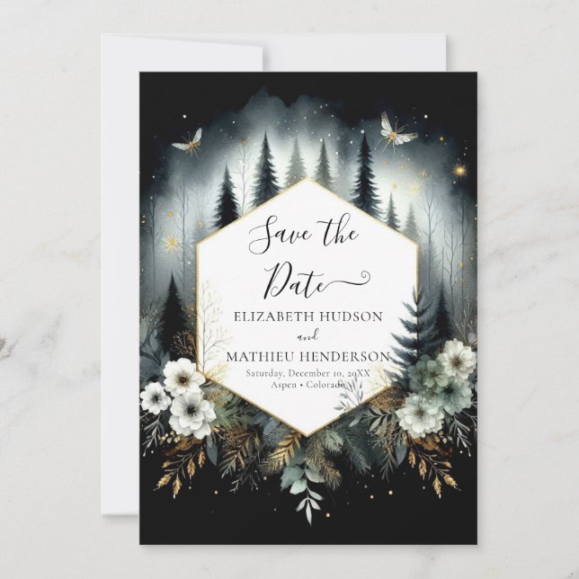 Lovely Boho Enchanted Forest Wedding Save The Date (Front)